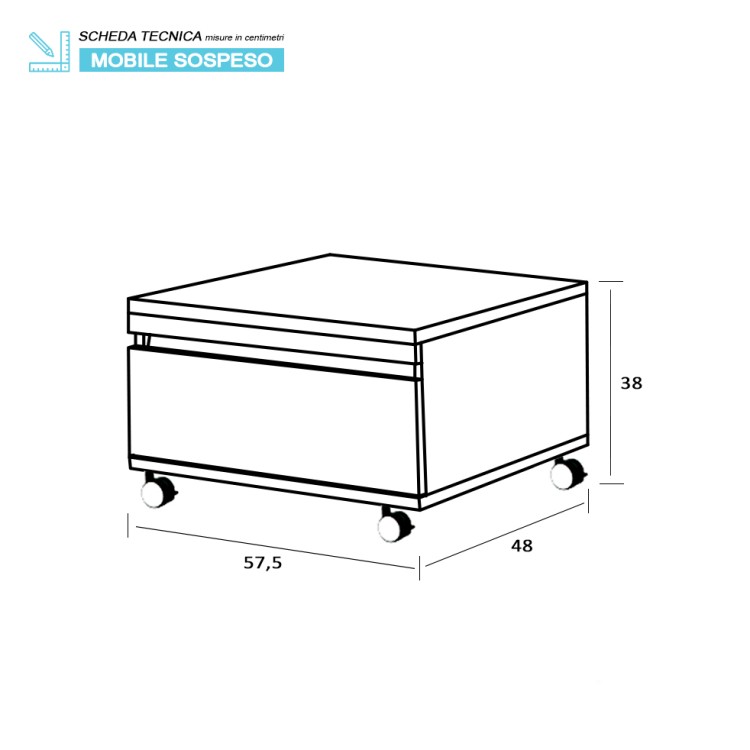 Cassettiera da bagno con ruote 58x29cm rovere Shelf Feridras