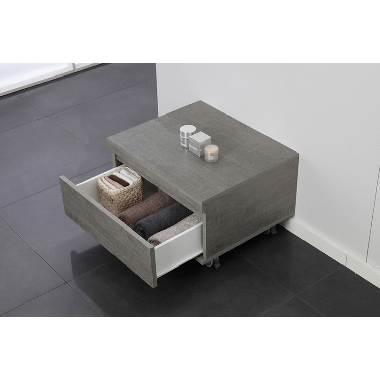 Cassettiera da bagno con ruote 58x29cm cemento Shelf Feridras