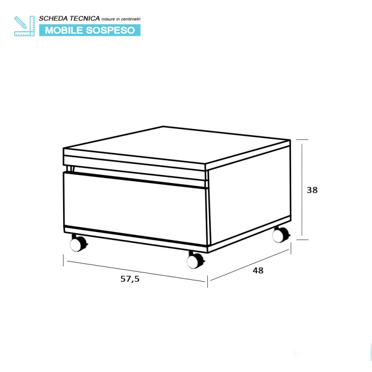 Cassettiera da bagno con ruote 58x29cm cemento Shelf Feridras