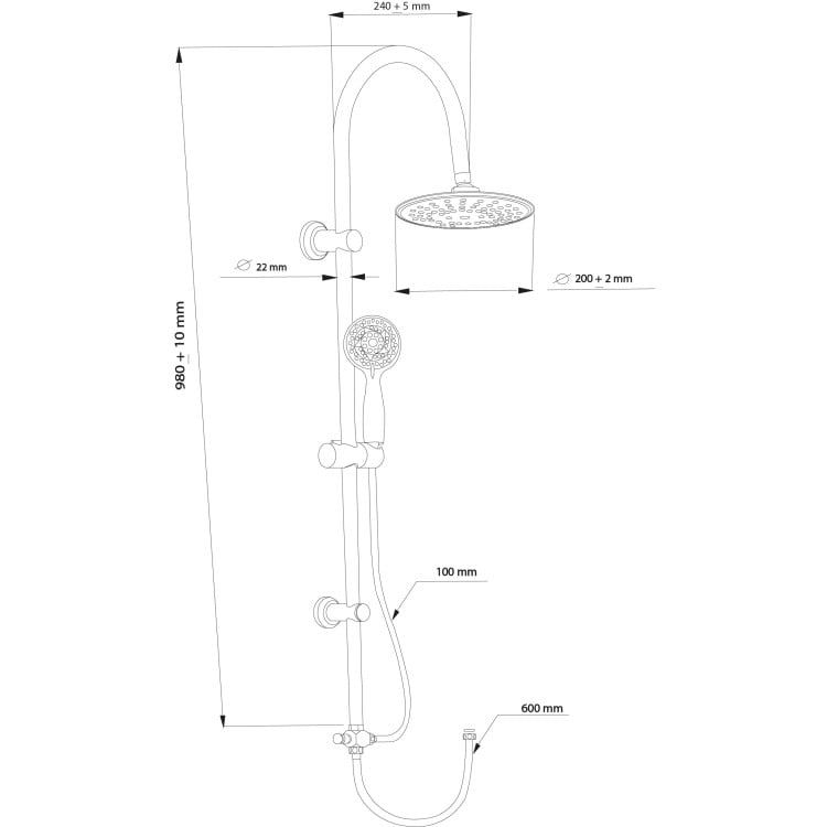 Colonna doccia H102cm in acciaio cromato con soffione tondo Platinum Feridras