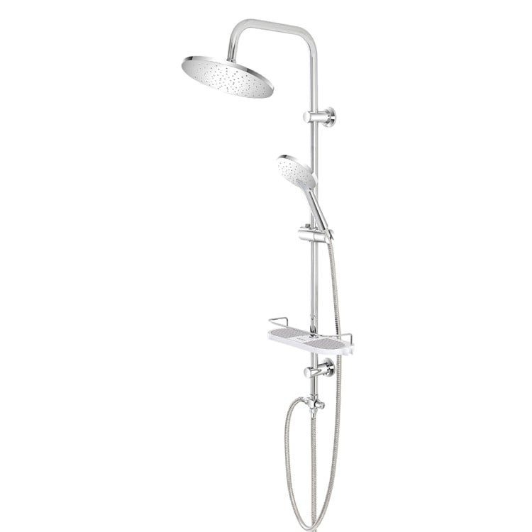 Colonna doccia H105cm in acciaio cromato con soffione tondo Platinum Feridras