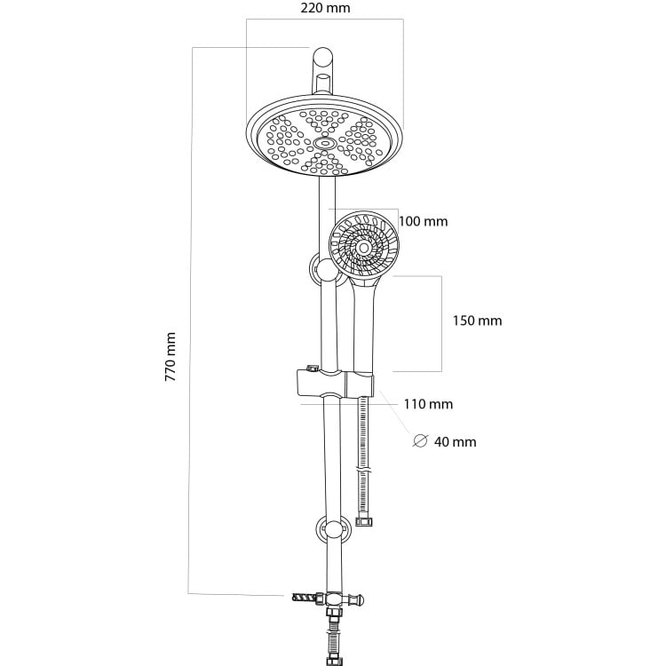 Colonna doccia H82cm in acciaio cromato con soffione tondo Platinum Feridras