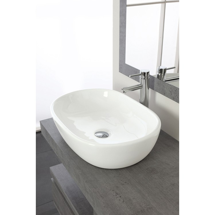 Consolle da bagno sospesa 120cm cemento con specchio Shelf Feridras