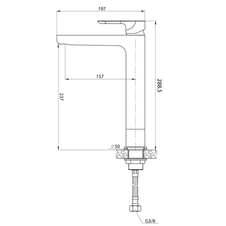 Miscelatore alto per lavabo in ottone cromato con piletta Kreo Feridras