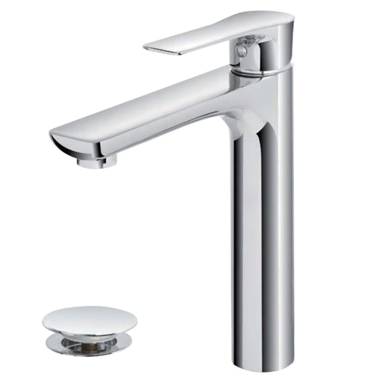 Miscelatore alto per lavabo in ottone cromato con piletta Flat Feridras