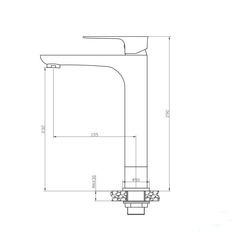 Miscelatore alto per lavabo in ottone cromato con piletta Flat Feridras