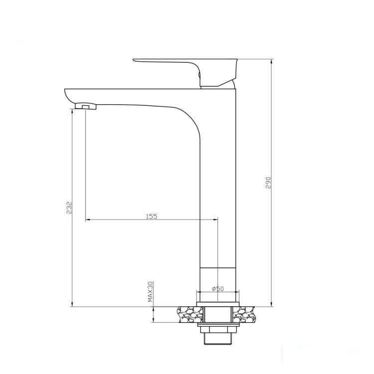 Miscelatore alto per lavabo in ottone nero opaco con piletta Flat Feridras