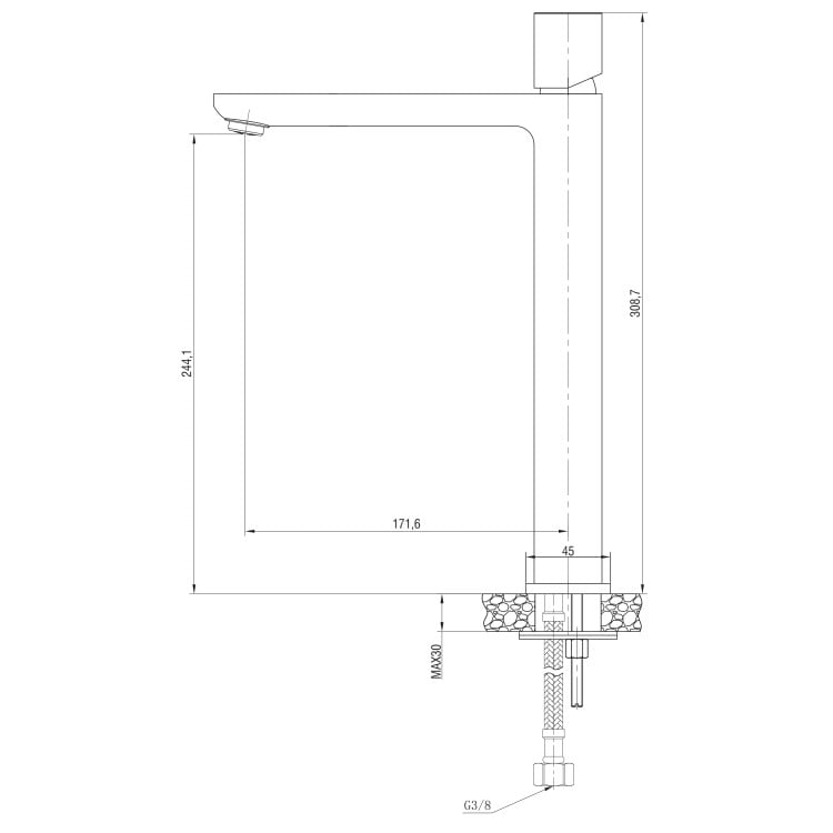 Miscelatore alto per lavabo in ottone cromato con piletta Lotus Feridras