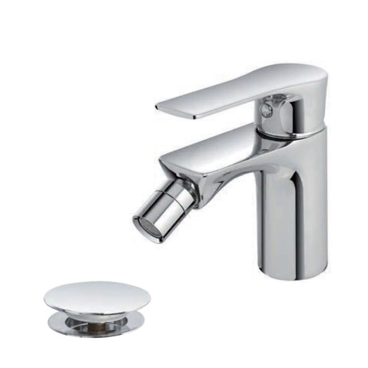 Miscelatore per bidet in ottone cromato con piletta Flat Feridras