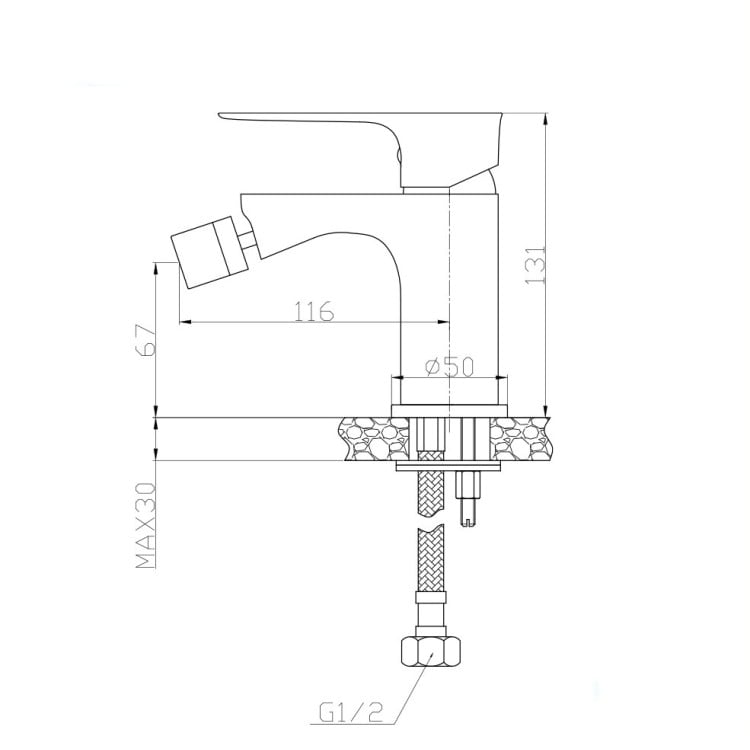 Miscelatore per bidet in ottone cromato con piletta Flat Feridras