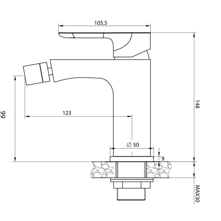 Miscelatore per bidet in ottone cromato con piletta Kreo Feridras