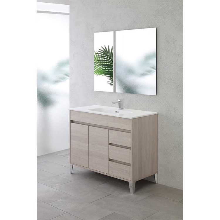 Mobile da bagno 102cm rovere chiaro con 2 ante e 3 cassetti Mondo 2.0 Feridras