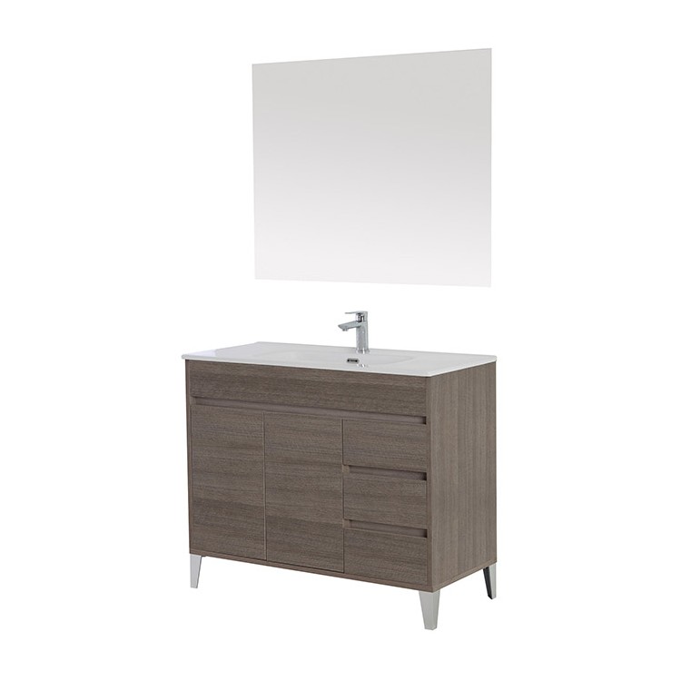 Mobile da bagno 102cm rovere scuro con 2 ante e 3 cassetti Mondo 2.0 Feridras