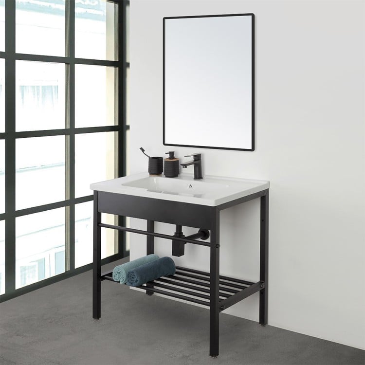 Mobile da bagno 60cm in metallo nero Borg Feridras