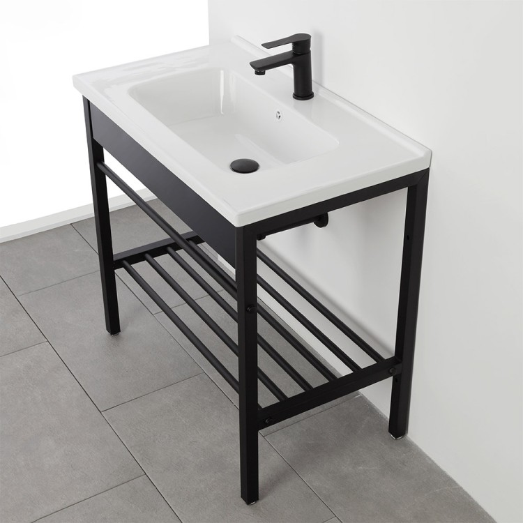 Mobile da bagno 60cm in metallo nero Borg Feridras