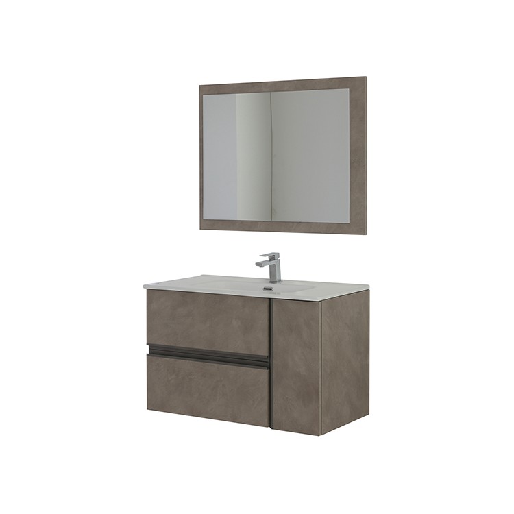 Mobile da bagno sospeso 90cm cenere con 2 cassetti Oxid Feridras