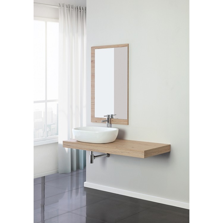 Consolle da bagno sospesa 120cm rovere con specchio Shelf Feridras