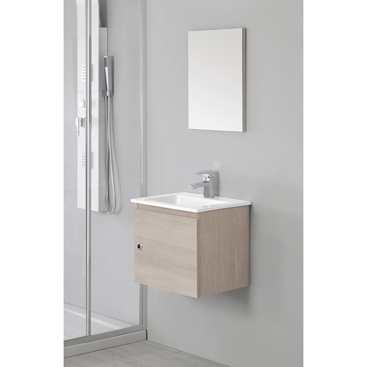 Mobile da bagno sospeso 50cm rovere chiaro con anta Si50 Feridras