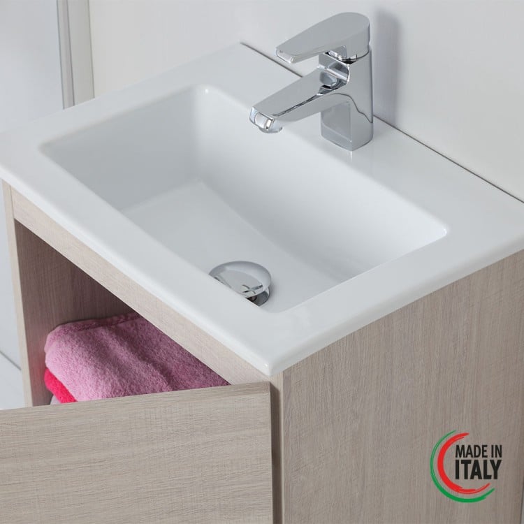 Mobile da bagno sospeso 50cm rovere chiaro con anta Si50 Feridras