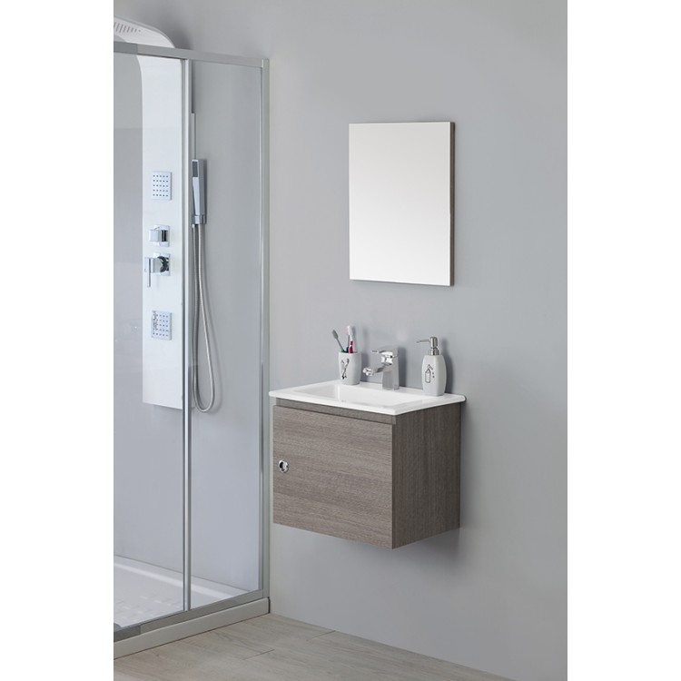 Mobile da bagno sospeso 50cm rovere scuro con anta Si50 Feridras