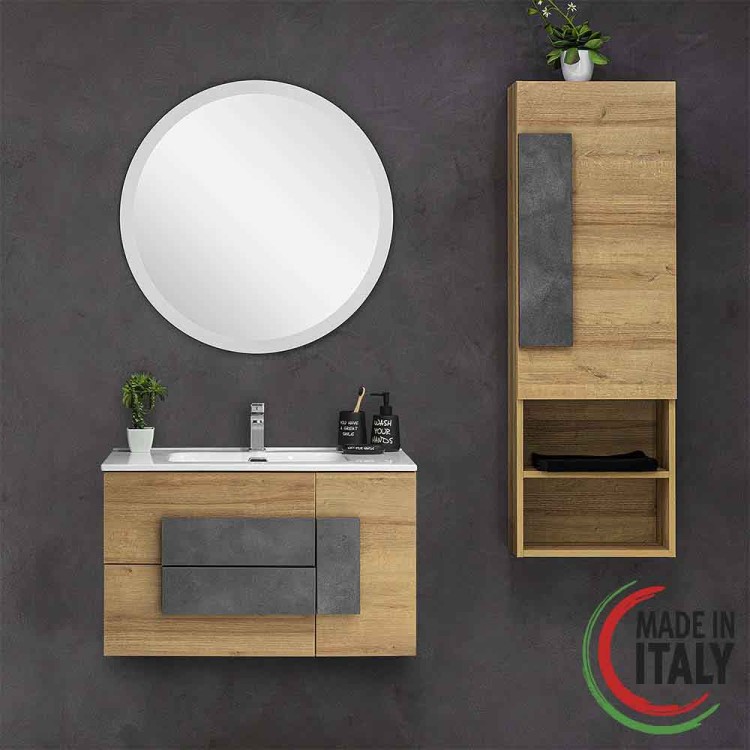 Mobile da bagno sospeso 80cm riviera con 2 cassetti Urban Feridras