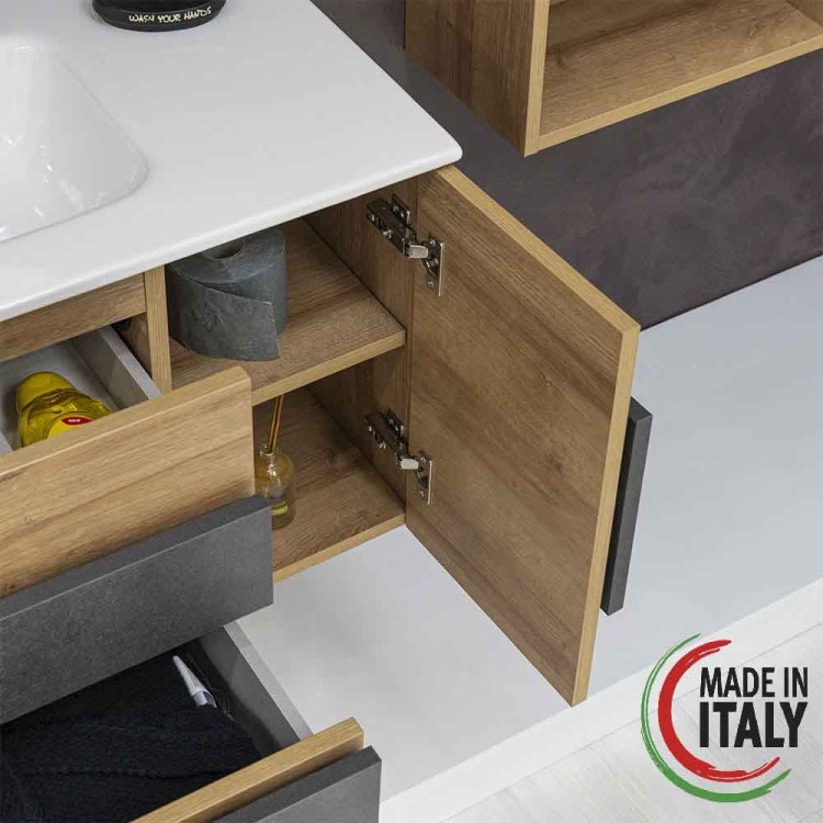 Mobile da bagno sospeso 80cm riviera con 2 cassetti Urban Feridras