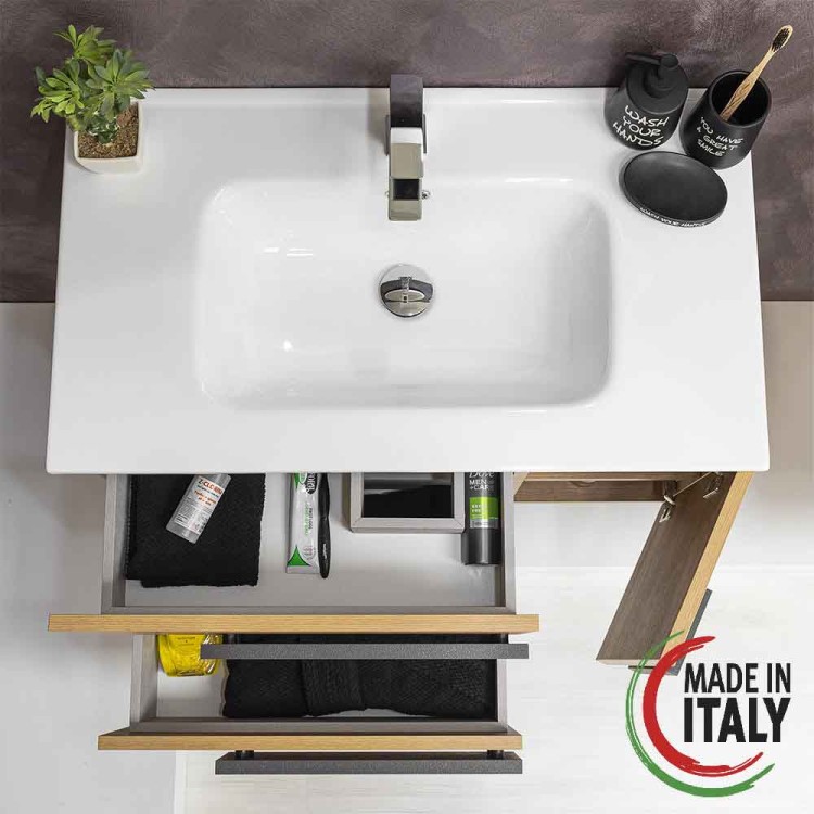 Mobile da bagno sospeso 80cm riviera con 2 cassetti Urban Feridras