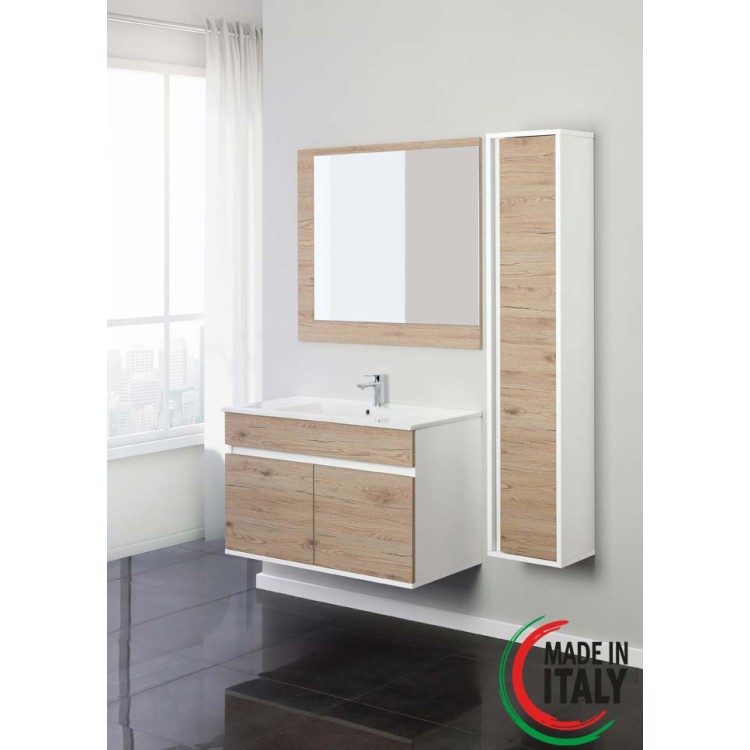 Mobile da bagno sospeso 90cm rovere con 2 ante Fabula Feridras