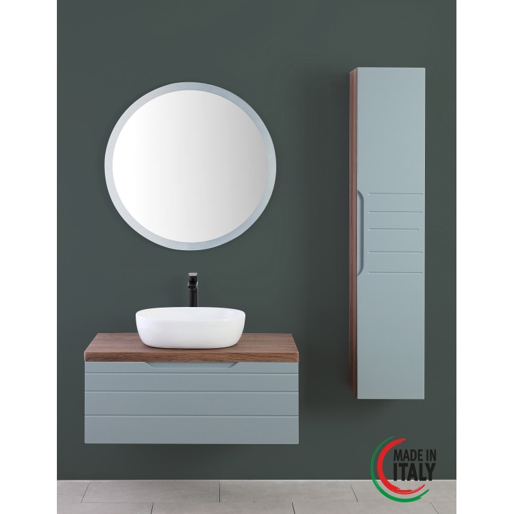 Mobile da bagno sospeso 90cm verde salvia con 2 cassetti Amalfi Feridras