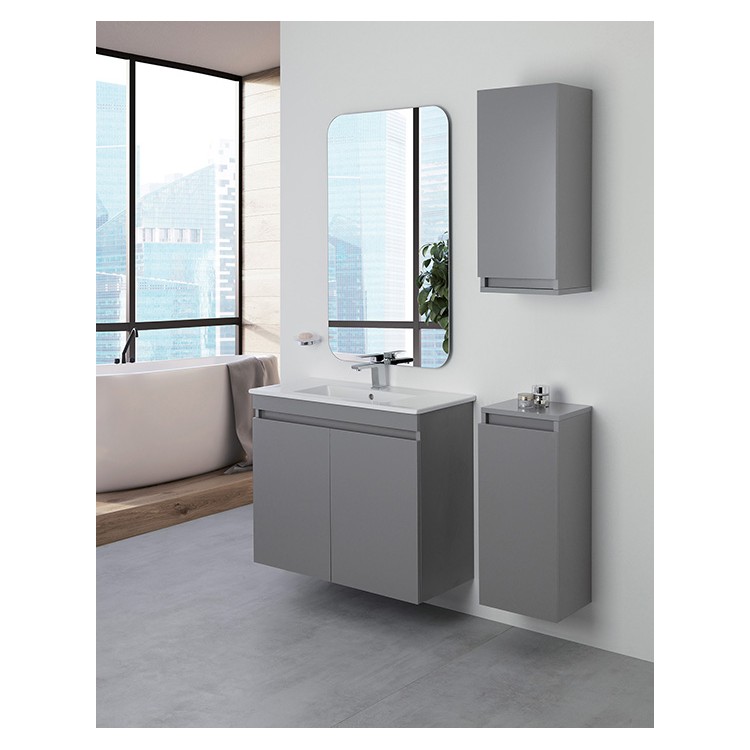 Mobile da bagno sospeso 80cm grigio con 2 ante Pastello Feridras