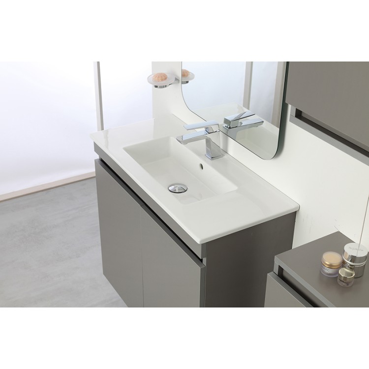 Mobile da bagno sospeso 80cm grigio con 2 ante Pastello Feridras