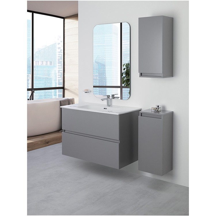 Mobile da bagno sospeso 90cm grigio con 2 cassetti Pastello Feridras