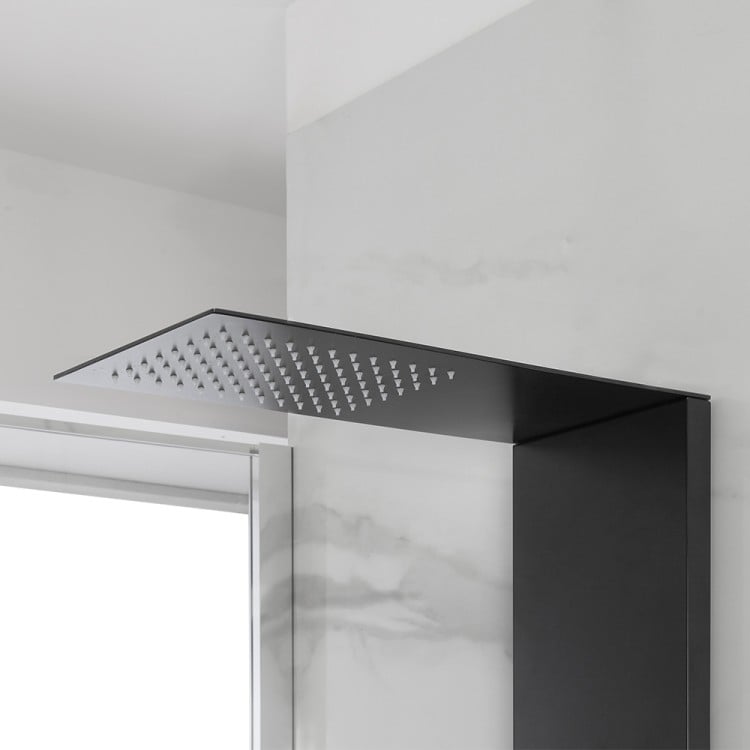 Pannello doccia acciaio inox nero opaco con quattro funzioni Top Slim Feridras