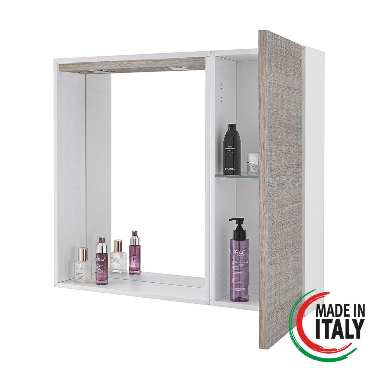 Specchiera da bagno rovere chiaro 68x61 cm con anta Mondo 2.0 Feridras