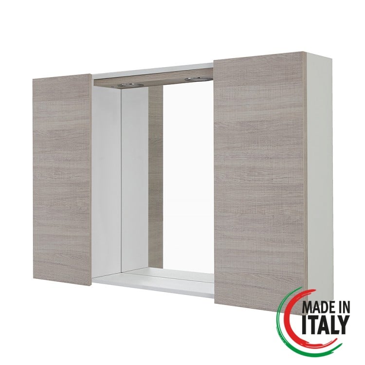 Specchiera da bagno rovere chiaro 91x61 cm con 2 ante Mondo 2.0 Feridras