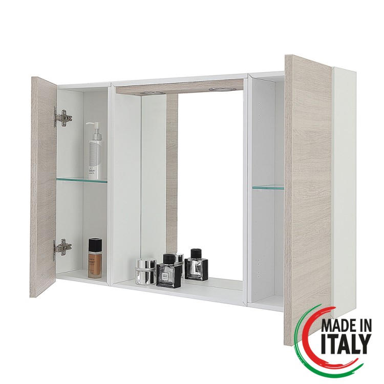 Specchiera da bagno rovere chiaro 91x61 cm con 2 ante Mondo 2.0 Feridras