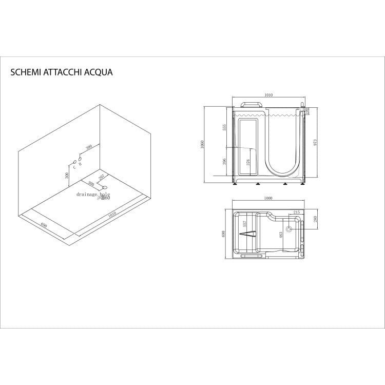 Vasca da bagno con sportello 110cm Velar Feridras