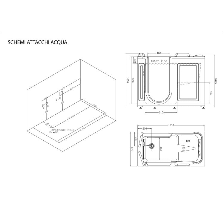 Vasca da bagno con sportello 133cm Ghibli Feridras