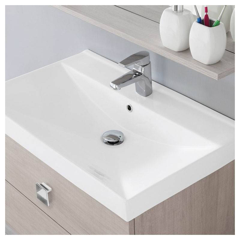 Mobile da bagno sospeso 75 cm 2 cassetti rovere chiaro Bravo 75 Feridras