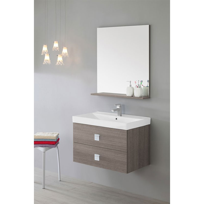 Mobile da bagno sospeso 75 cm 2 cassetti rovere scuro Bravo 75 Feridras