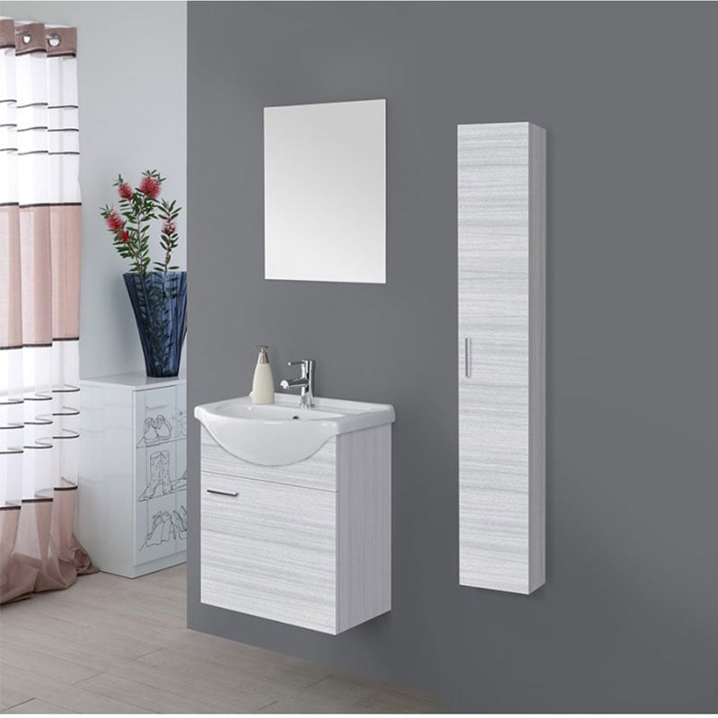 Mobile da bagno sospeso 55 cm 1 anta grigio Stella Feridras