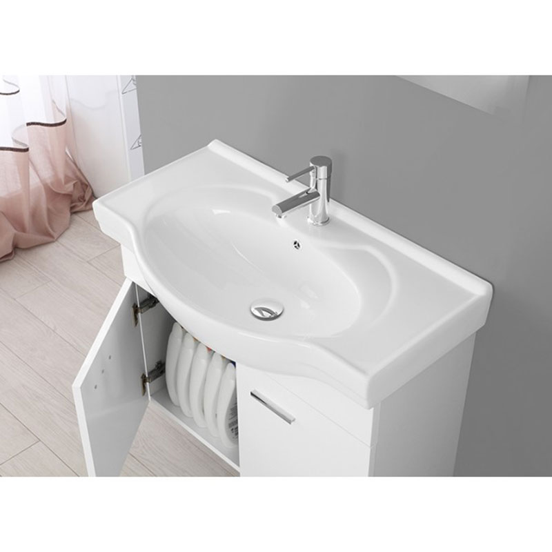 Mobile da bagno sospeso 80 cm 2 cassetti bianco lucido Stella Feridras