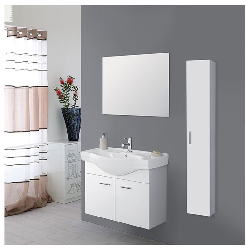 Mobile da bagno sospeso 80 cm 2 cassetti bianco lucido Stella Feridras