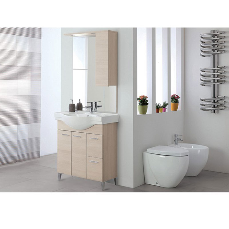 Mobile da bagno 80 cm 2 ante e cassetti larice Stella Feridras