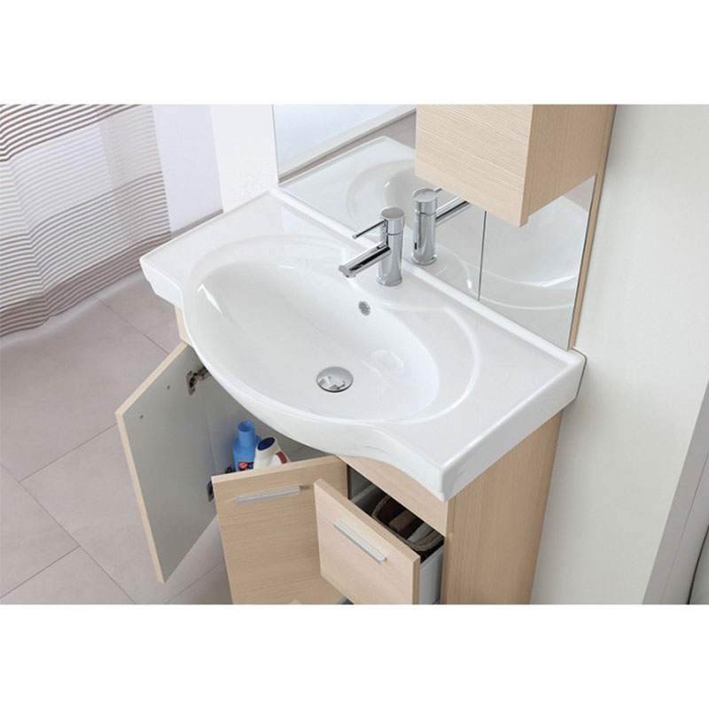 Mobile da bagno 80 cm 2 ante e cassetti larice Stella Feridras