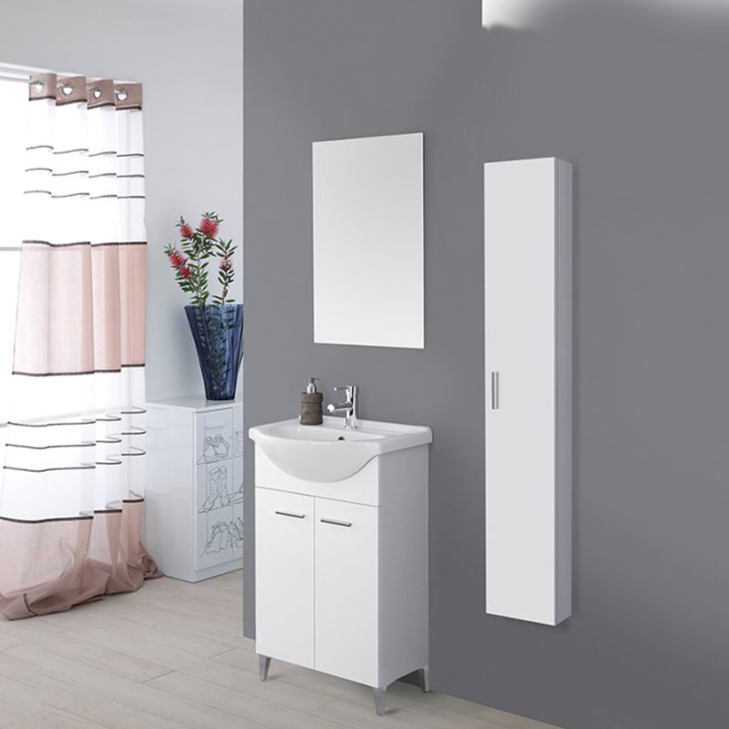 Mobile da bagno 55 cm 2 ante bianco lucido Stella Feridras