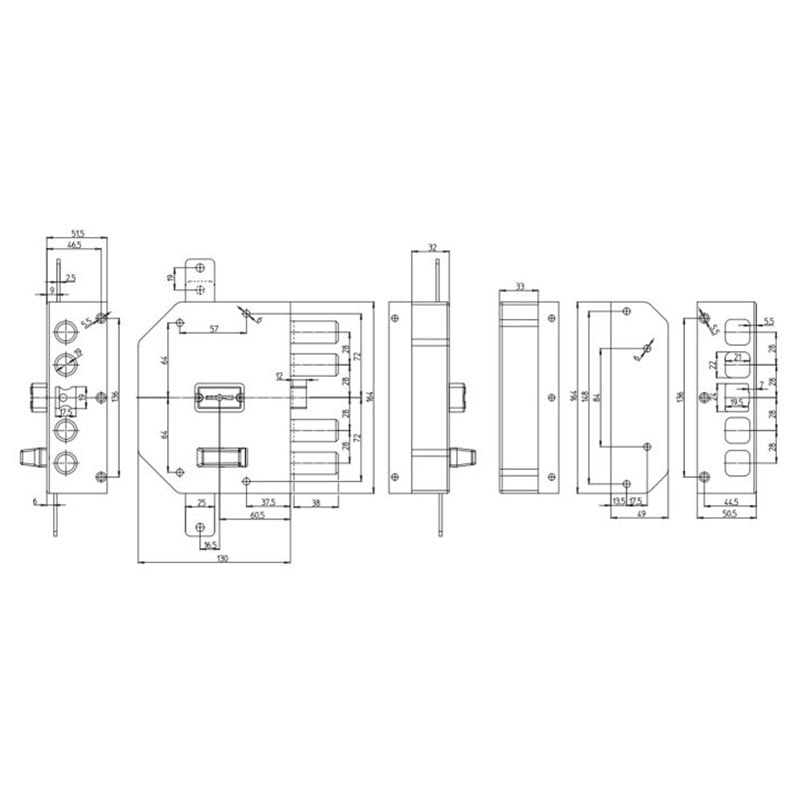 Serratura a doppia mappa per porte in legno 63 MM CR 2250MRX