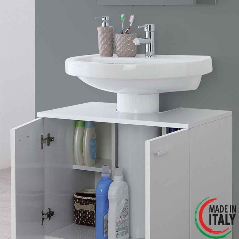 Mobile sottolavabo 70 cm 2 ante bianco lucido Stella Feridras